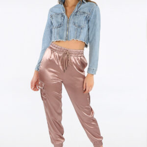 Rosalyn Rose Gold Satin Luxe Joggers