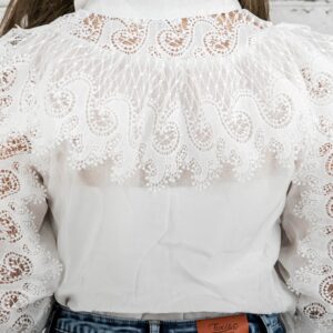 Sophisticated Embroidered Lace Button Up Blouse