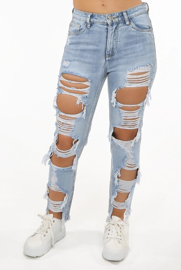 Queen of Hearts Super Ripped Faded Jeans – Pink Sass