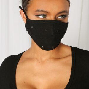 Black Stud Detail Double Layer Face Mask