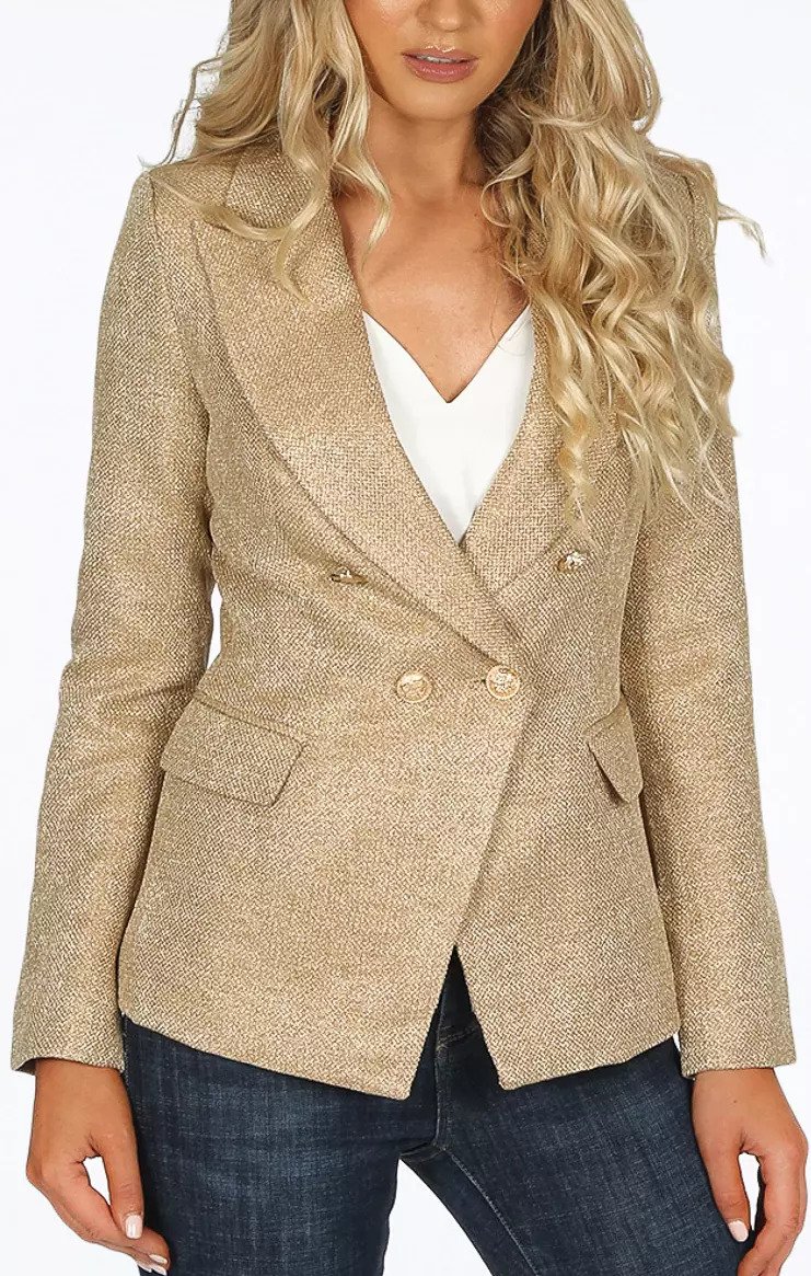 In the Style Knitted Hopsack Double Breast Blazer – Pink Sass