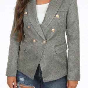 In the Style Knitted Hopsack Double Breast Blazer