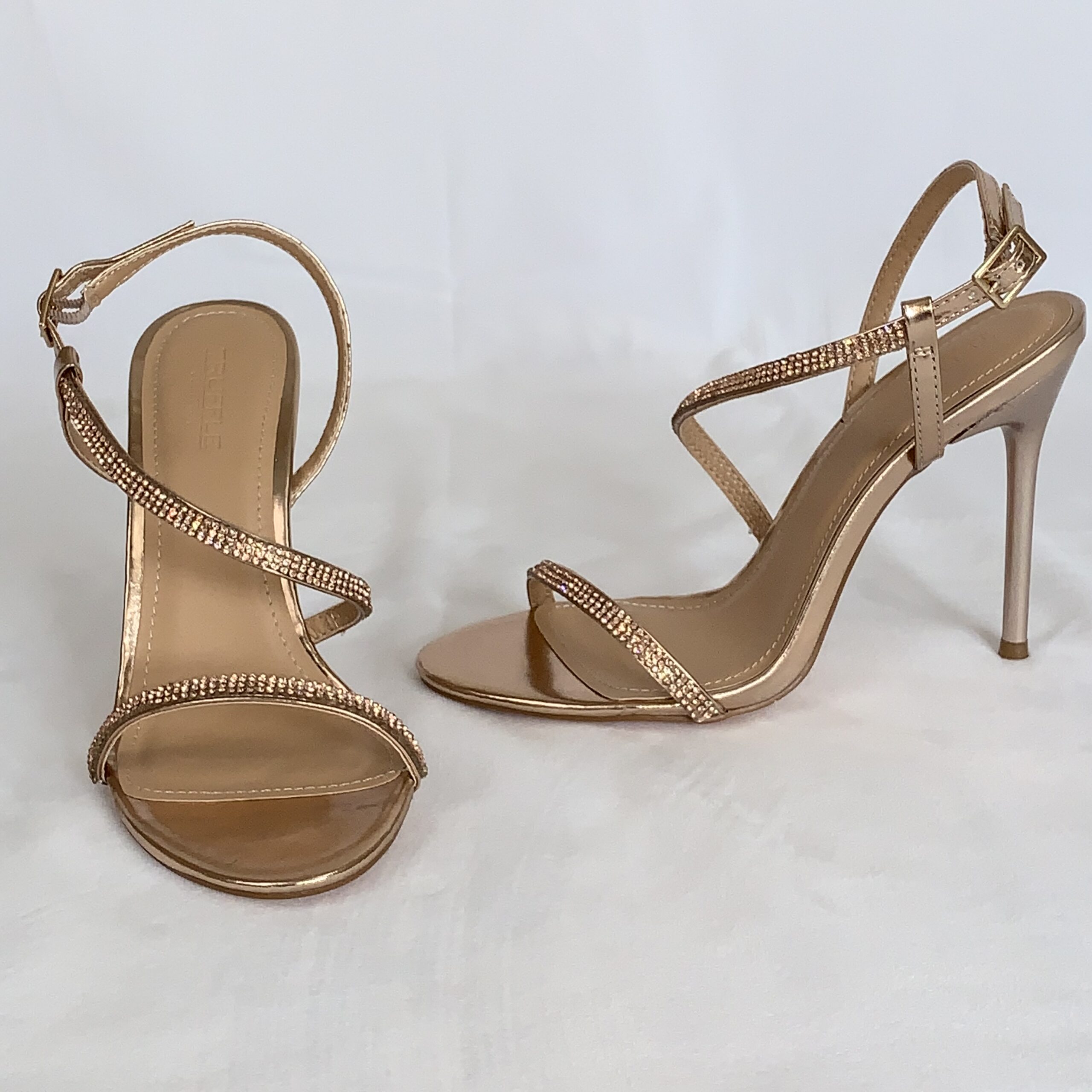 Diamonte Diva Rose Gold High Heeled Sandals – Pink Sass