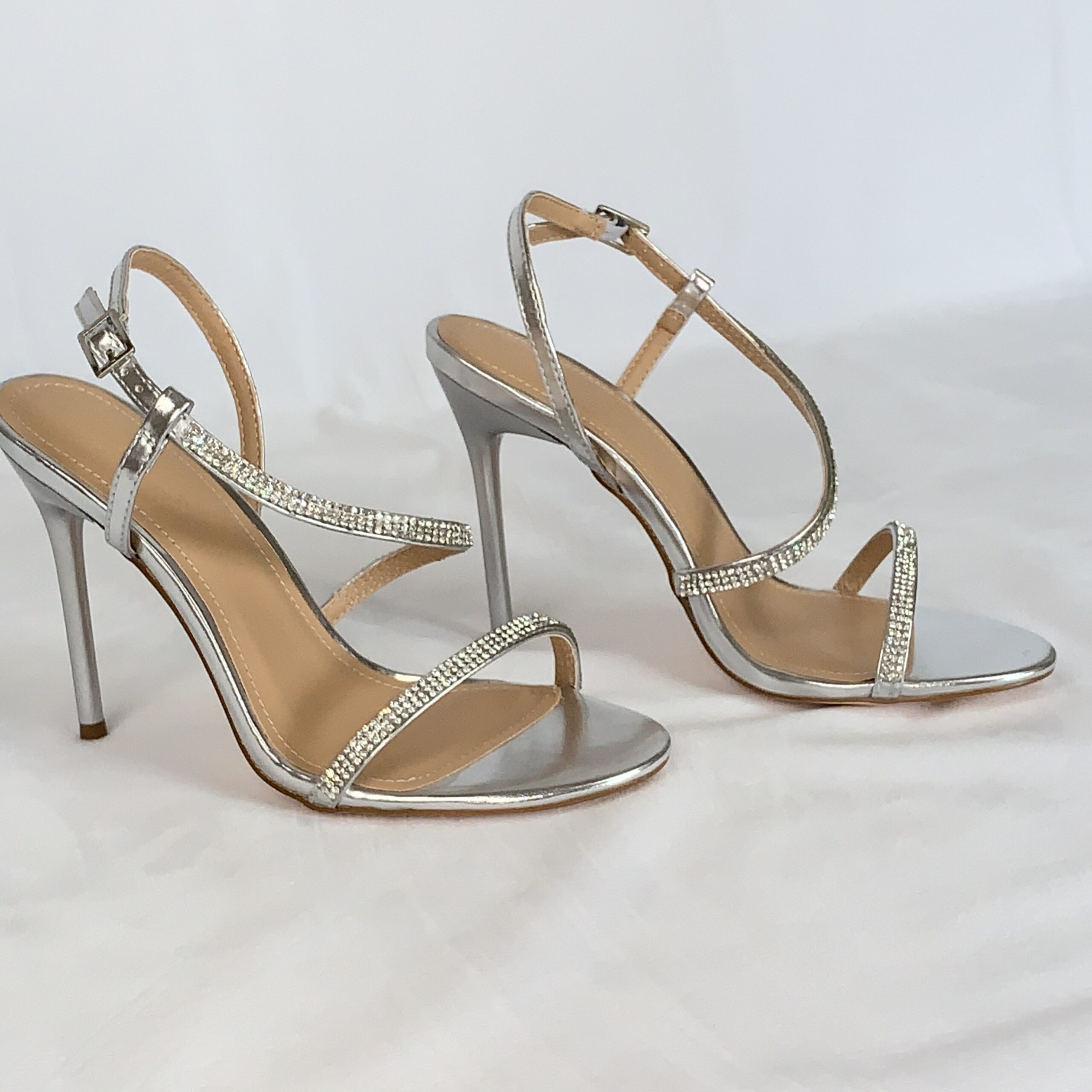 Diamonte Diva Silver High Heeled Sandals – Pink Sass