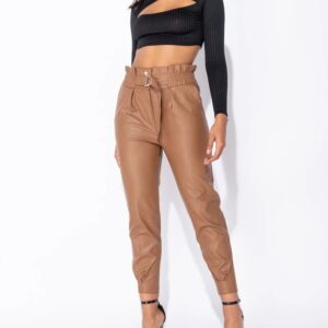 Jenna PU Paperbag Tapered Trousers